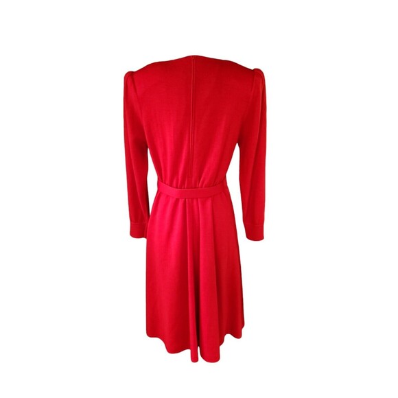 Ciao Ltd Vintage 80s Midi Dress Womens Size 10 Apple Red Belted Wool Office Twee - Picture 3 of 7